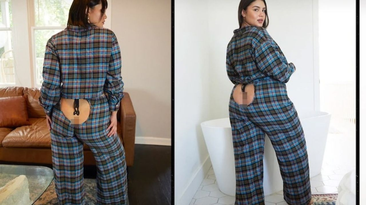 Pijama polêmico lançado por Rihanna deixa o 'cofrinho' aparecendo (Montagem/Reprodução)