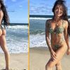 Aline Campos arrasa com seu corpo surreal em dia de praia (Montagem/Instagram)