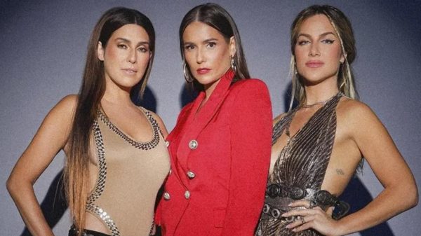 Deborah Secco entre as apresentadoras do "Quem Pode, Pod" Fe Paes Leme e Giovanna Ewbank (Divulgação)