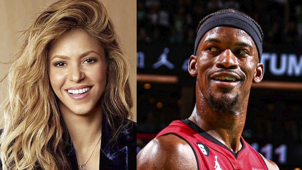 Shakira passou a seguir Jimmy Butler nas redes sociais após assistir um jogo do Miami Heat (Montagem/Reprodução)