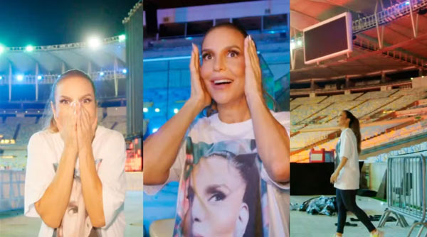 Ivete Sangalo se emociona com palco do seu espetáculo desta quarta