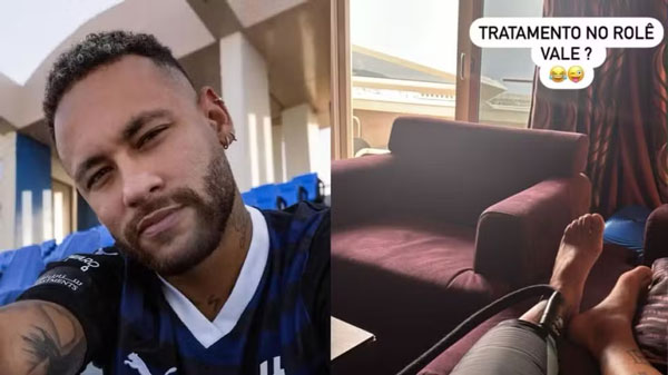 Neymar mostra que está em tratamento no meio do cruzeiro