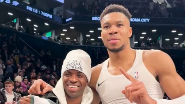 Vinicius Jr posou para a foto com Antetokoumpo