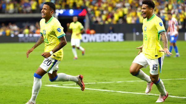 Savinho comemora seu primeiro gol pela Seleção em jogo da 1á rodada (Foto: Rafael Ribeiro/CBF)