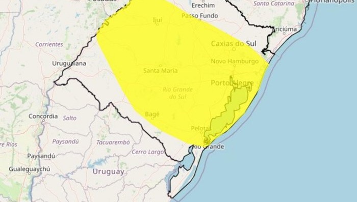 Rio Grande do Sul tem alerta de tempestades e granizo nesta sexta e sábado